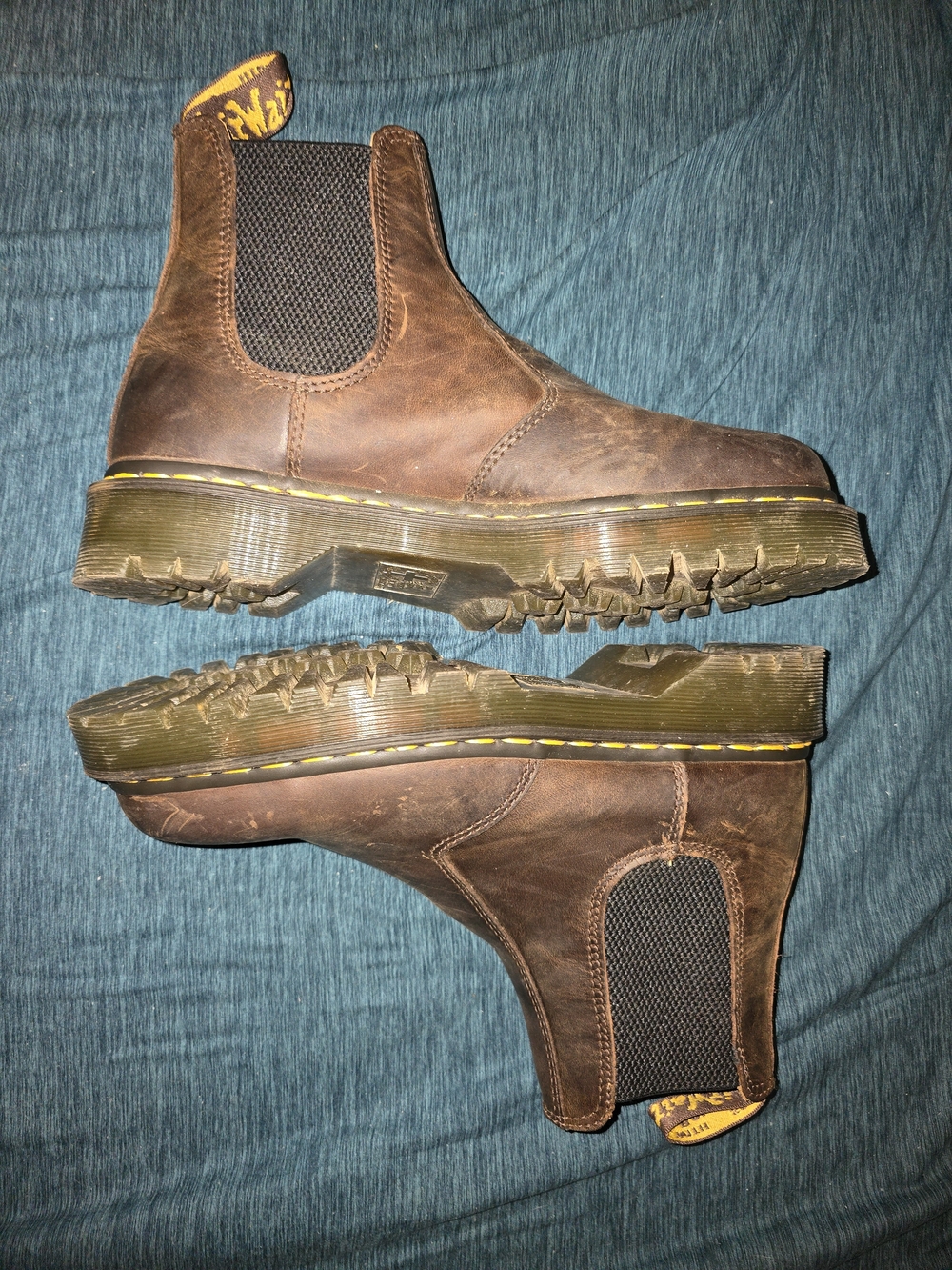 Dr. Martens Brown Leather Chukka Boots with Yellow Stitching